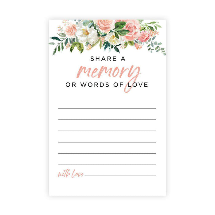 Share a Memory Cards, Cards for Wedding, Celebration of Life, Life Memories Design 1-Set of 52-Andaz Press-Rustic Peach Roses-