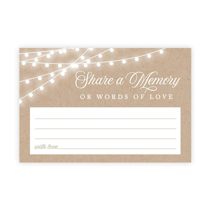 Share a Memory Cards, Cards for Wedding, Celebration of Life, Life Memories Design 1-Set of 52-Andaz Press-Rustic String Lights-