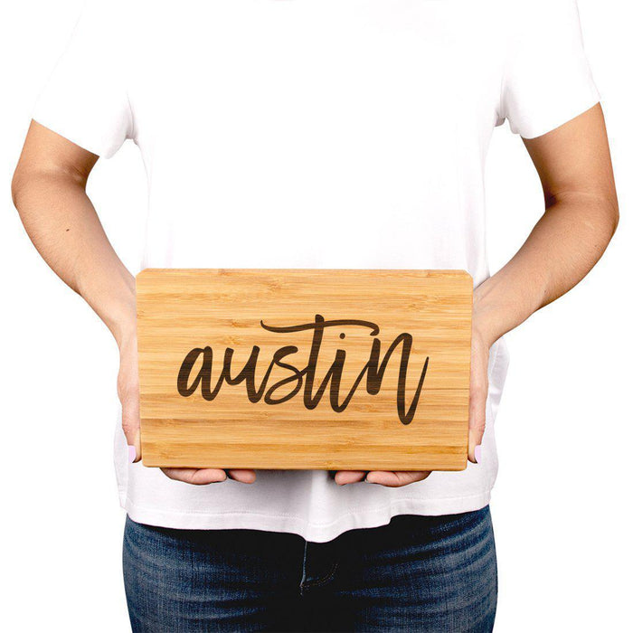 Small Engraved City Country Bamboo Wood Cutting Board, Calligraphy-Set of 1-Andaz Press-Austin-