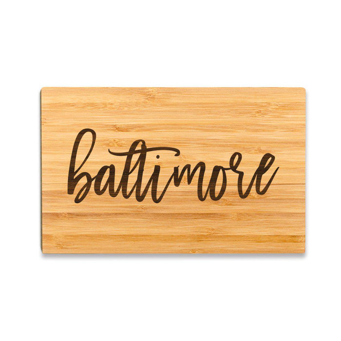 Small Engraved City Country Bamboo Wood Cutting Board, Calligraphy-Set of 1-Andaz Press-Baltimore-
