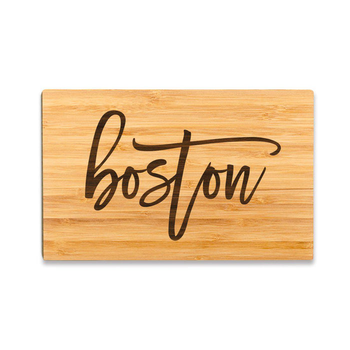 Small Engraved City Country Bamboo Wood Cutting Board, Calligraphy-Set of 1-Andaz Press-Boston-
