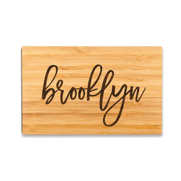 Small Engraved City Country Bamboo Wood Cutting Board, Calligraphy-Set of 1-Andaz Press-Brooklyn-