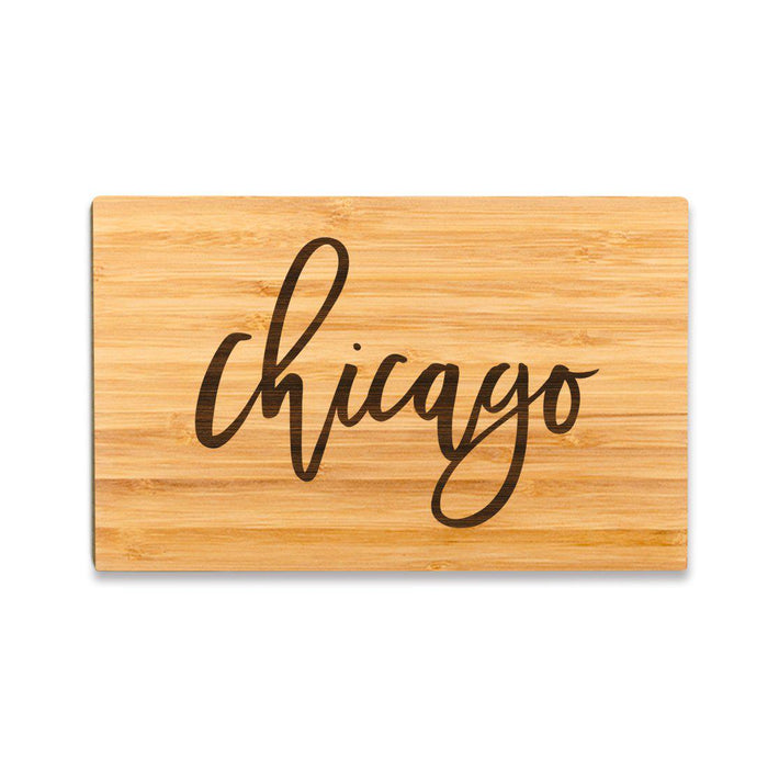 Small Engraved City Country Bamboo Wood Cutting Board, Calligraphy-Set of 1-Andaz Press-Chicago-