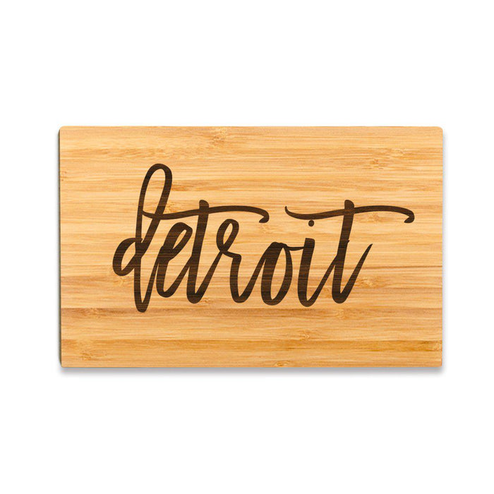 Small Engraved City Country Bamboo Wood Cutting Board, Calligraphy-Set of 1-Andaz Press-Detroit-