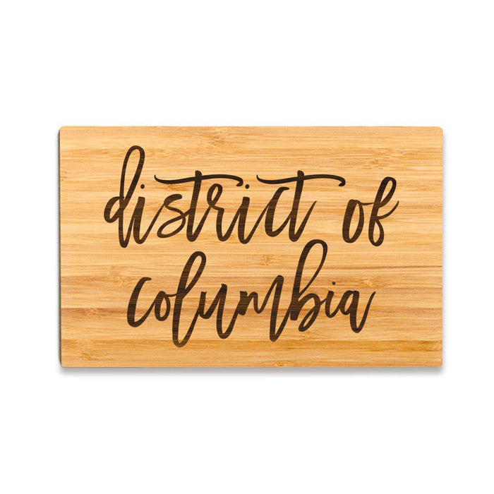Small Engraved City Country Bamboo Wood Cutting Board, Calligraphy-Set of 1-Andaz Press-District of Columbia-