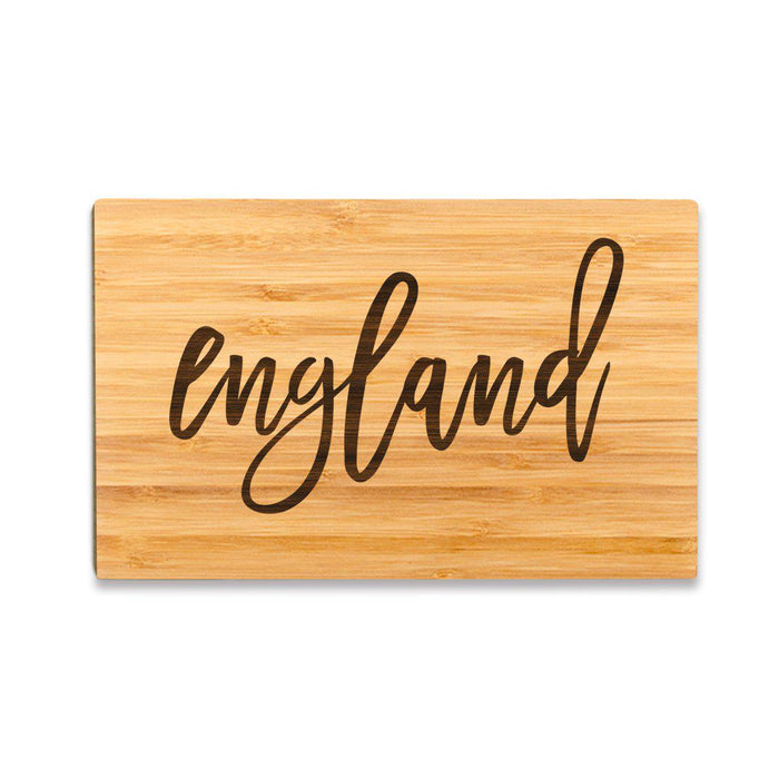 Small Engraved City Country Bamboo Wood Cutting Board, Calligraphy-Set of 1-Andaz Press-England-
