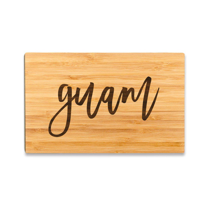 Small Engraved City Country Bamboo Wood Cutting Board, Calligraphy-Set of 1-Andaz Press-Guam-