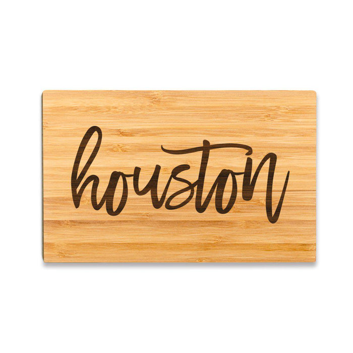 Small Engraved City Country Bamboo Wood Cutting Board, Calligraphy-Set of 1-Andaz Press-Houston-
