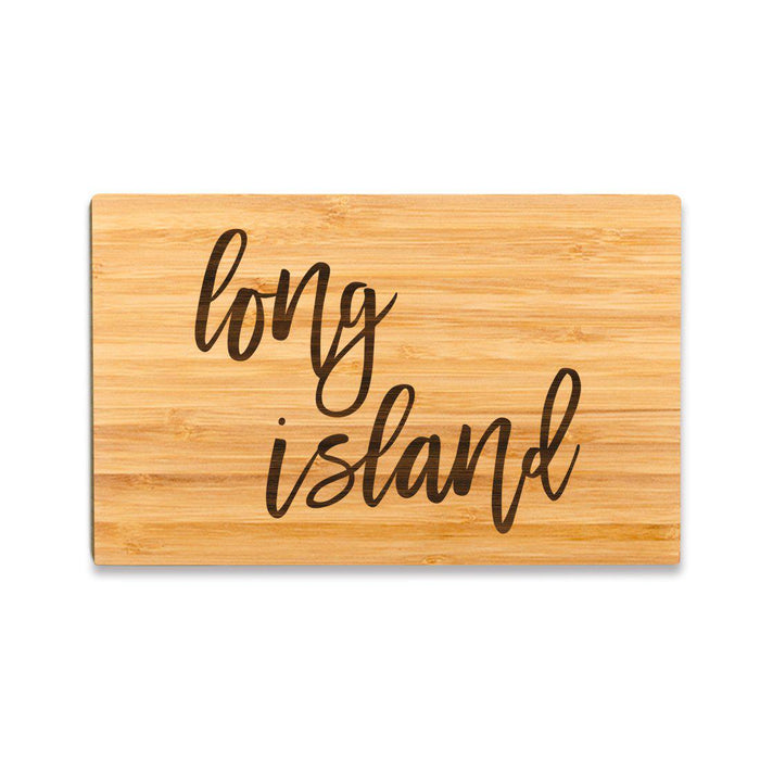 Small Engraved City Country Bamboo Wood Cutting Board, Calligraphy-Set of 1-Andaz Press-Long Island-