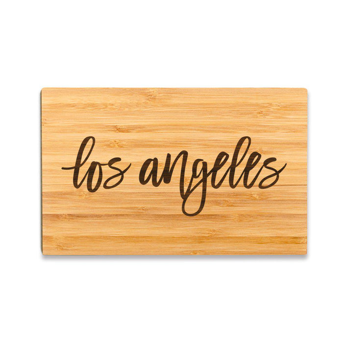 Small Engraved City Country Bamboo Wood Cutting Board, Calligraphy-Set of 1-Andaz Press-Los Angeles-