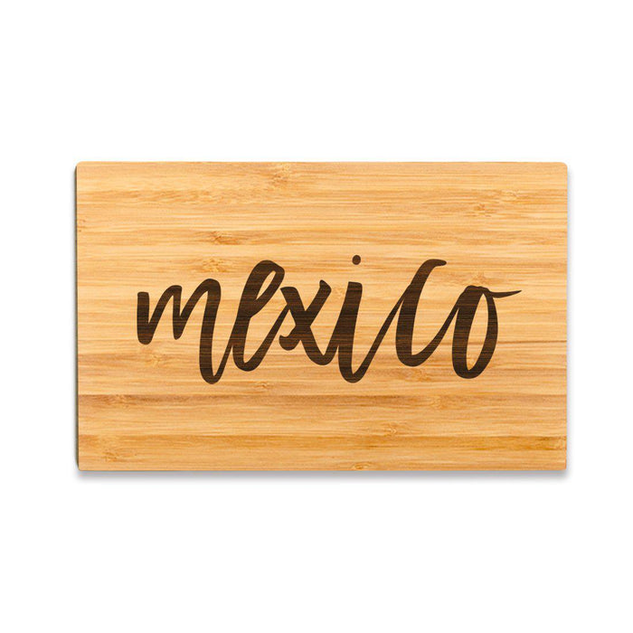 Small Engraved City Country Bamboo Wood Cutting Board, Calligraphy-Set of 1-Andaz Press-Mexico-
