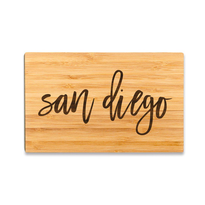 Small Engraved City Country Bamboo Wood Cutting Board, Calligraphy-Set of 1-Andaz Press-San Diego-