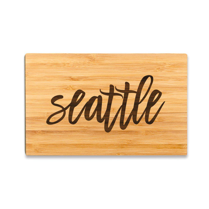 Small Engraved City Country Bamboo Wood Cutting Board, Calligraphy-Set of 1-Andaz Press-Seattle-