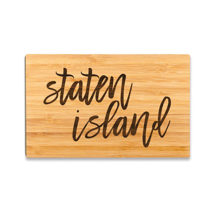 Small Engraved City Country Bamboo Wood Cutting Board, Calligraphy-Set of 1-Andaz Press-Staten Island-