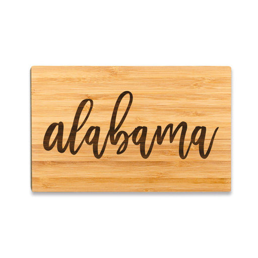 Small Engraved State Bamboo Wood Cutting Board, Calligraphy-Set of 1-Andaz Press-Alabama-