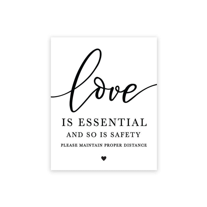 Social Distance Canvas Wedding Party Signs, Formal Black and White Canvas Print Table Sign-Set of 1-Andaz Press-Proper Distance-