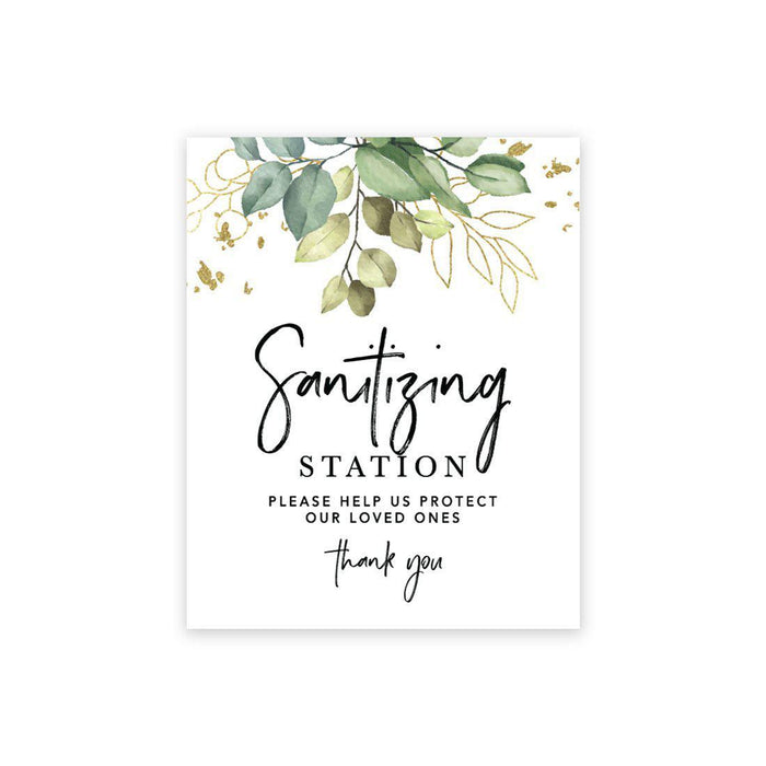 Social Distance Canvas Wedding Party Signs, Formal Black and White Canvas Print Table Sign-Set of 1-Andaz Press-Sanitizing Station Gold-