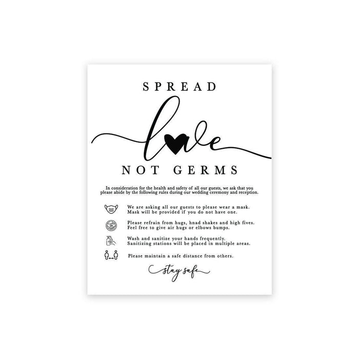 Social Distance Canvas Wedding Party Signs, Formal Black and White Canvas Print Table Sign-Set of 1-Andaz Press-Spread Love Not Germs-