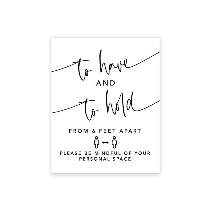 Social Distance Canvas Wedding Party Signs, Formal Black and White Canvas Print Table Sign-Set of 1-Andaz Press-To Have and To Hold-