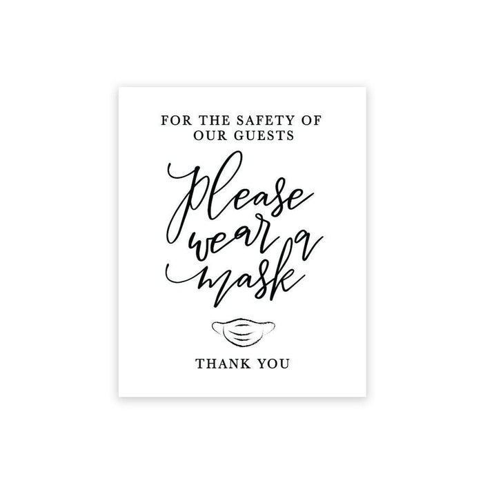 Social Distance Canvas Wedding Party Signs, Formal Black and White Canvas Print Table Sign-Set of 1-Andaz Press-Wear A Mask-