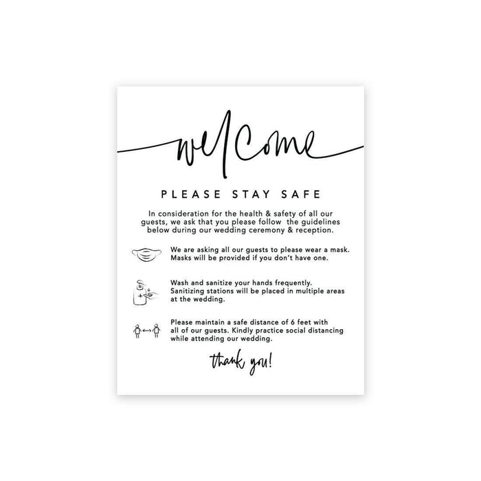 Social Distance Canvas Wedding Party Signs, Formal Black and White Canvas-Set of 1-Andaz Press-Please Staty Safe-