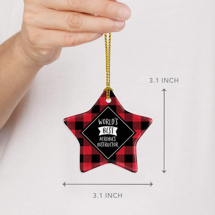 Sports Star Shaped Porcelain Christmas Tree Ornaments Collection 1-Set of 1-Andaz Press-Aerobics Instructor-