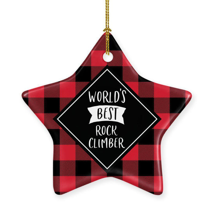 Sports Star Shaped Porcelain Christmas Tree Ornaments Collection 1-Set of 1-Andaz Press-Rock Climber-