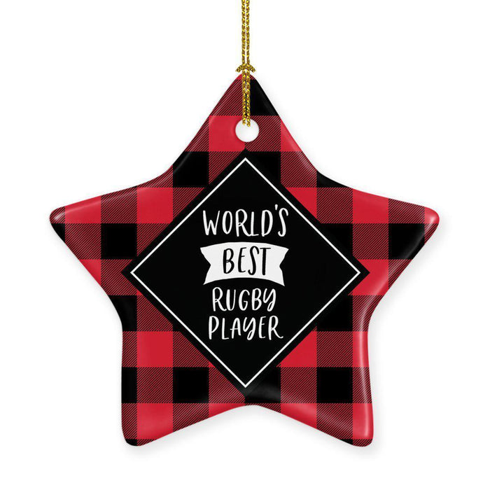 Sports Star Shaped Porcelain Christmas Tree Ornaments Collection 1-Set of 1-Andaz Press-Rugby Player-