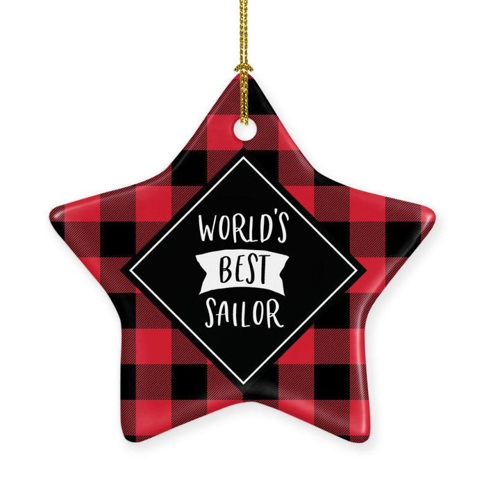 Sports Star Shaped Porcelain Christmas Tree Ornaments Collection 1-Set of 1-Andaz Press-Sailor-