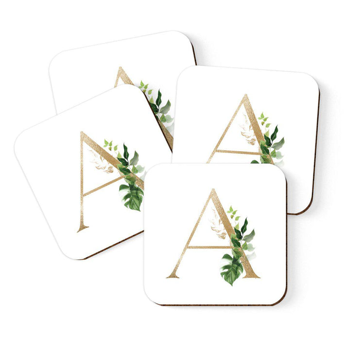 Square Coffee Drink Coasters Gift Set, Exotic Tropical Monogram-Set of 4-Andaz Press-A-