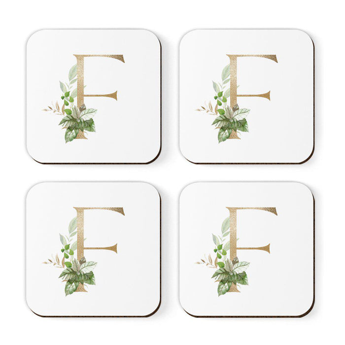 Square Coffee Drink Coasters Gift Set, Exotic Tropical Monogram-Set of 4-Andaz Press-F-