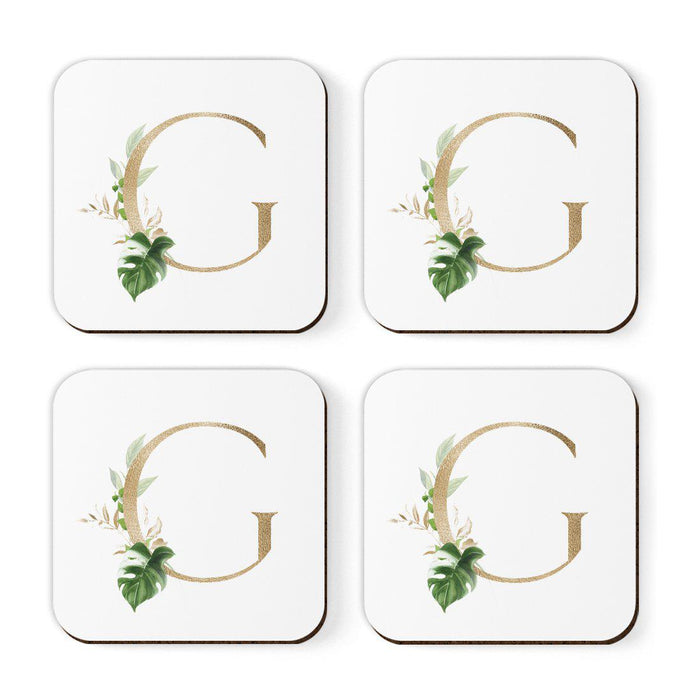 Square Coffee Drink Coasters Gift Set, Exotic Tropical Monogram-Set of 4-Andaz Press-G-