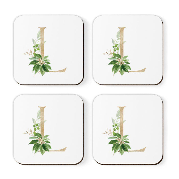 Square Coffee Drink Coasters Gift Set, Exotic Tropical Monogram-Set of 4-Andaz Press-L-