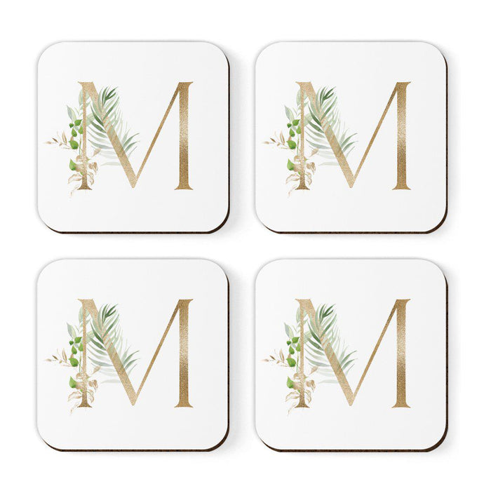 Square Coffee Drink Coasters Gift Set, Exotic Tropical Monogram-Set of 4-Andaz Press-M-
