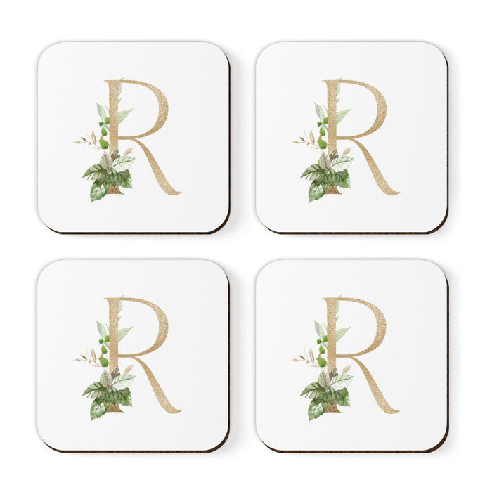 Square Coffee Drink Coasters Gift Set, Exotic Tropical Monogram-Set of 4-Andaz Press-R-
