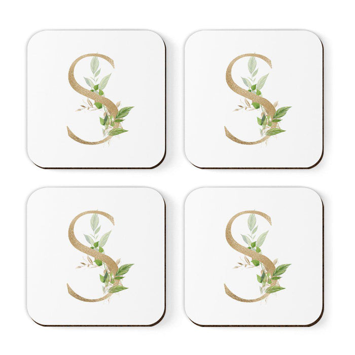 Square Coffee Drink Coasters Gift Set, Exotic Tropical Monogram-Set of 4-Andaz Press-S-
