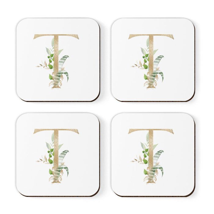 Square Coffee Drink Coasters Gift Set, Exotic Tropical Monogram-Set of 4-Andaz Press-T-