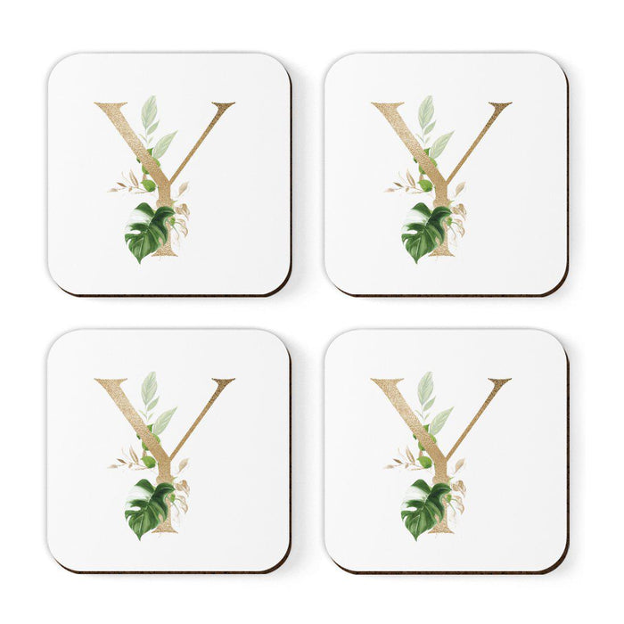 Square Coffee Drink Coasters Gift Set, Exotic Tropical Monogram-Set of 4-Andaz Press-Y-