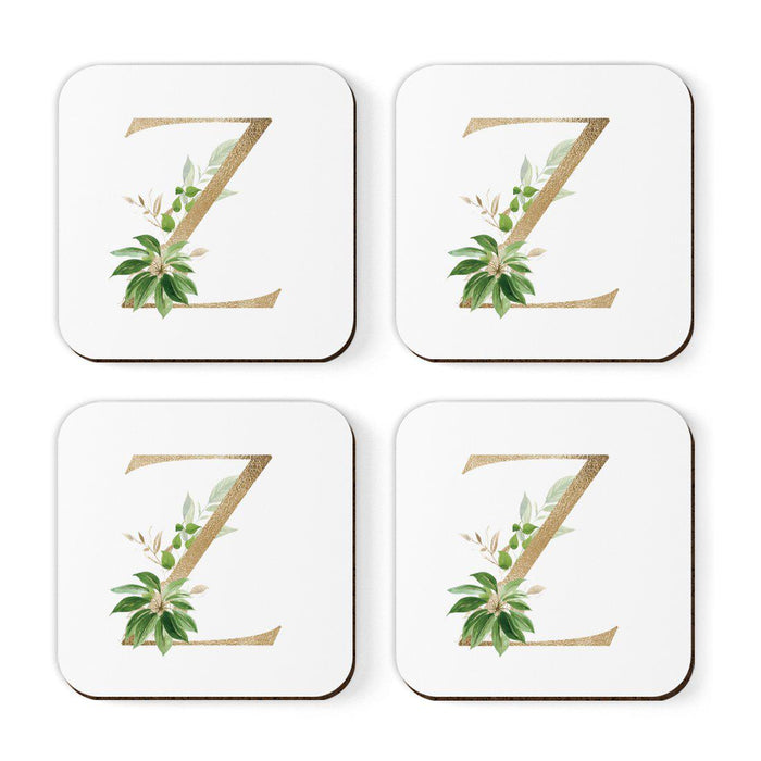 Square Coffee Drink Coasters Gift Set, Exotic Tropical Monogram-Set of 4-Andaz Press-Z-
