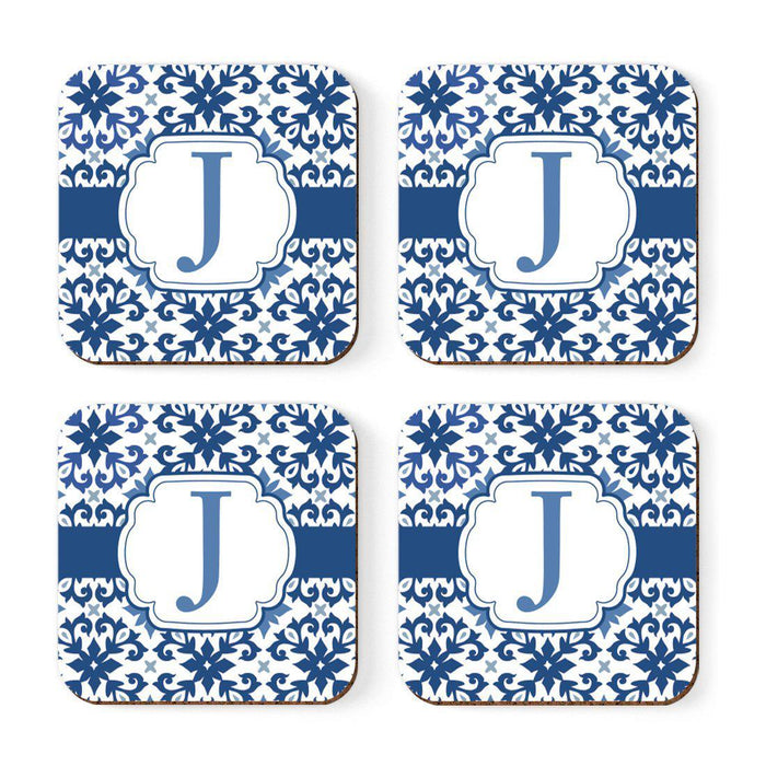 Square Coffee Drink Coasters Gift Set, Moroccan Monogram-Set of 4-Andaz Press-J-