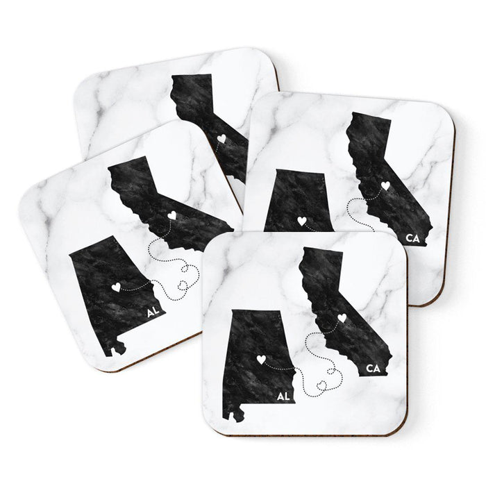 Square Coffee Drink Coasters Long Distance Gift, California-Set of 4-Andaz Press-Alabama-