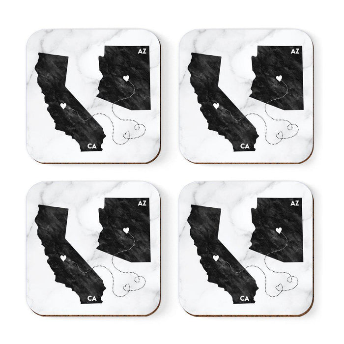 Square Coffee Drink Coasters Long Distance Gift, California-Set of 4-Andaz Press-Arizona-