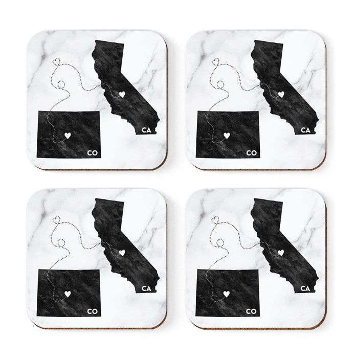 Square Coffee Drink Coasters Long Distance Gift, California-Set of 4-Andaz Press-Colorado-