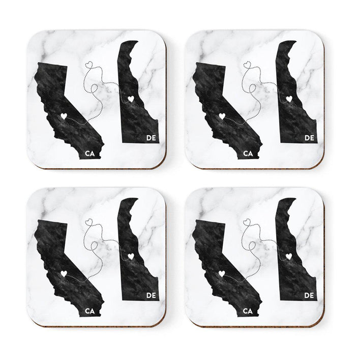 Square Coffee Drink Coasters Long Distance Gift, California-Set of 4-Andaz Press-Delaware-