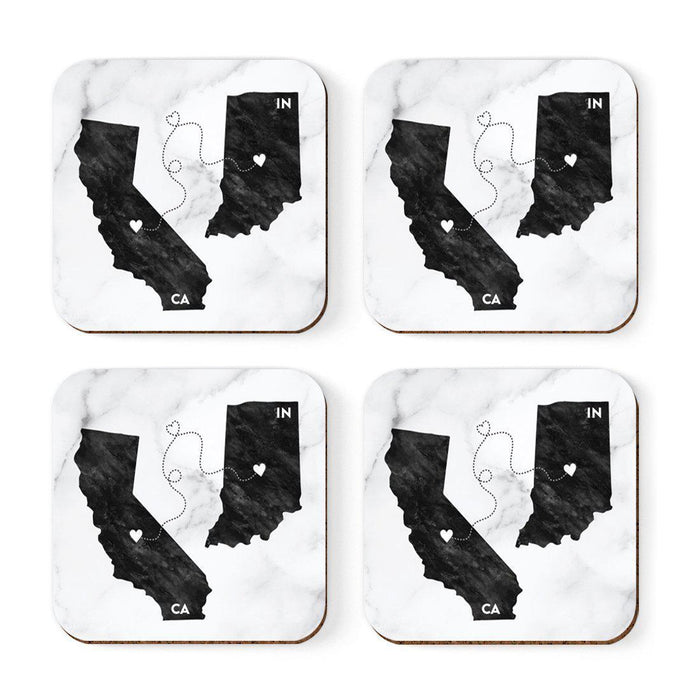 Square Coffee Drink Coasters Long Distance Gift, California-Set of 4-Andaz Press-Indiana-