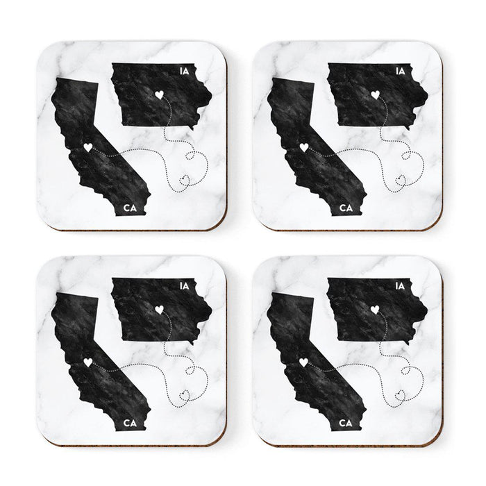 Square Coffee Drink Coasters Long Distance Gift, California-Set of 4-Andaz Press-Iowa-