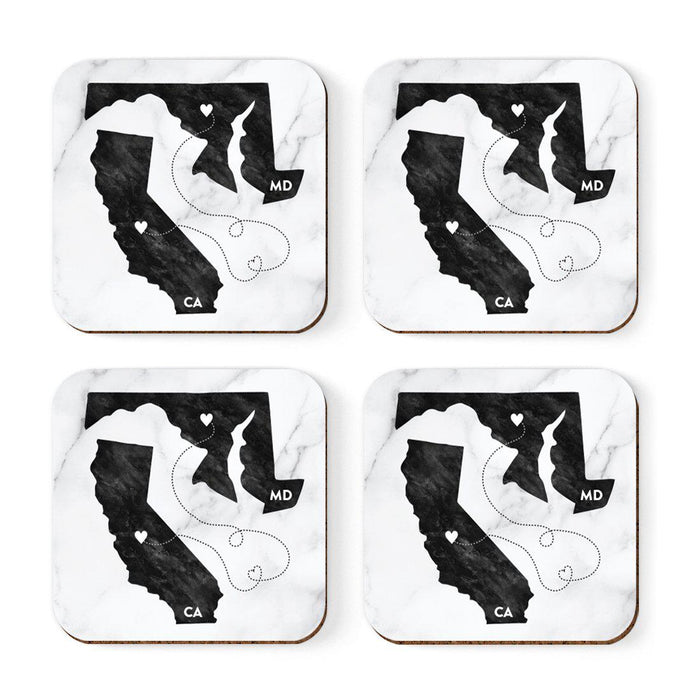 Square Coffee Drink Coasters Long Distance Gift, California-Set of 4-Andaz Press-Maryland-