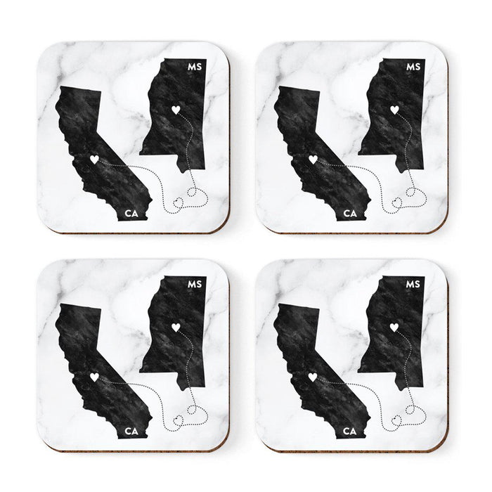 Square Coffee Drink Coasters Long Distance Gift, California-Set of 4-Andaz Press-Mississippi-