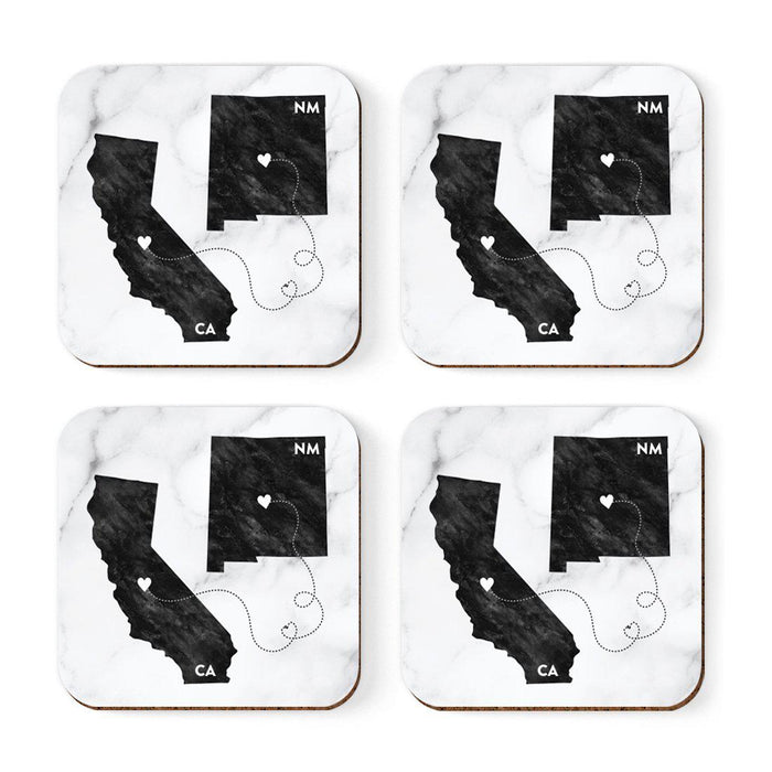 Square Coffee Drink Coasters Long Distance Gift, California-Set of 4-Andaz Press-New Mexico-