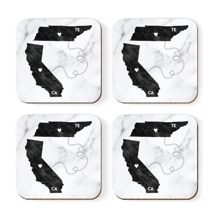 Square Coffee Drink Coasters Long Distance Gift, California-Set of 4-Andaz Press-Tennessee-